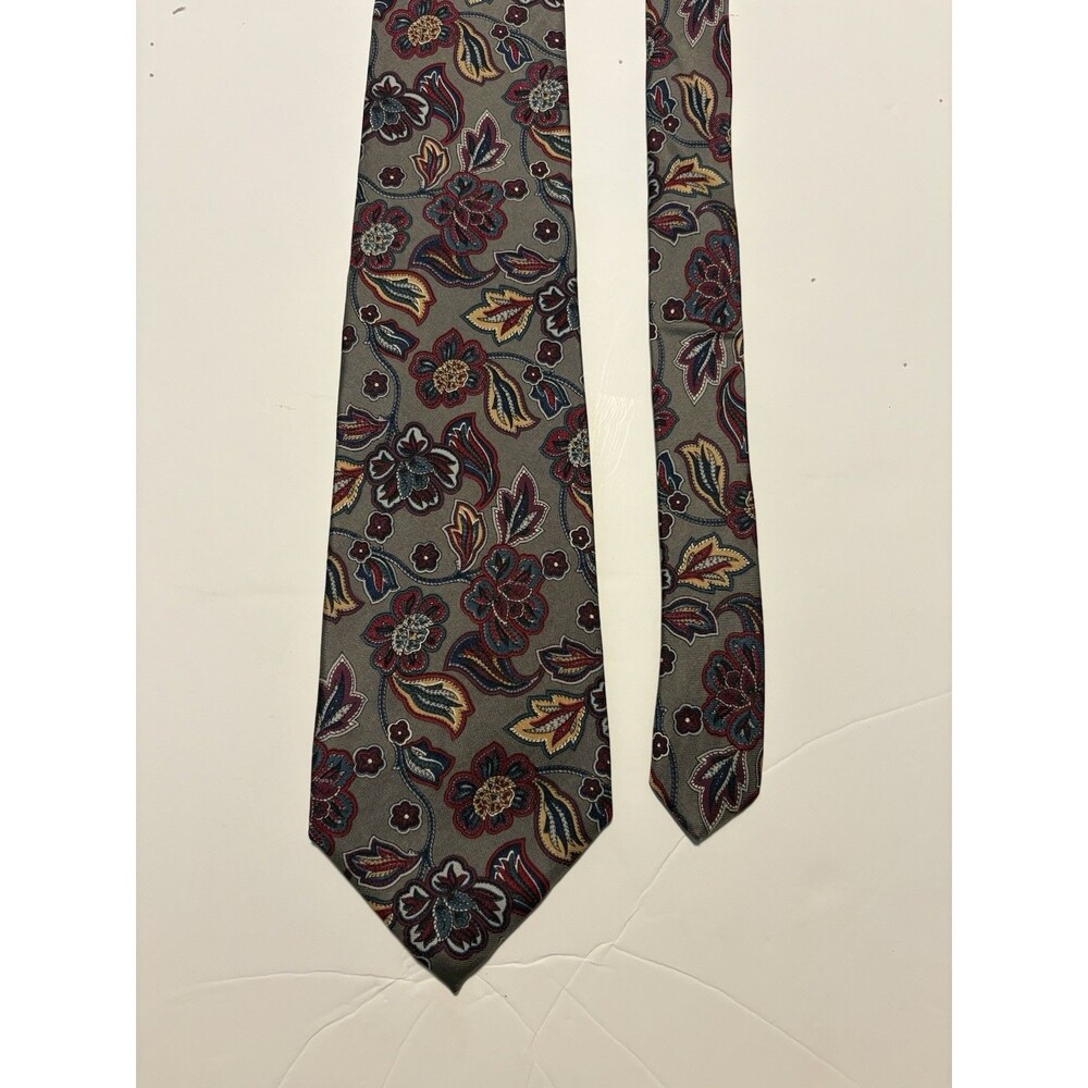 Christian Dior Monsieur Silk Tie Gray Floral Paisley Luxury Designer Necktie